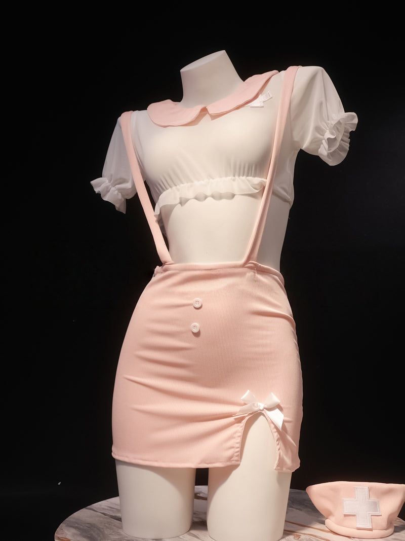 Cosplay High-End Lingerie Nurse Uniform Short Skirt Flirting Plus-Size Nightclub Female Host Outfit Pure Desire Style Set