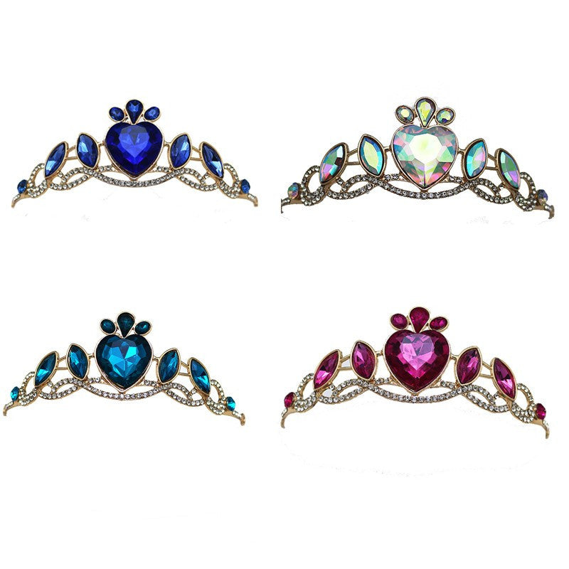 Korean Children's Crown Headwear Cute Princess Girls Children's Hair Band Crystal Elsa Children's Birthday Crown Fairy