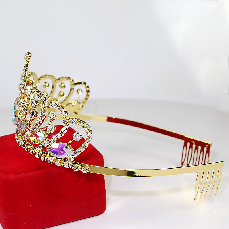European and American rhinestone wedding bride crown fashion metal wedding beauty pageant hairband girl crown headdress manufacturers wholesale
