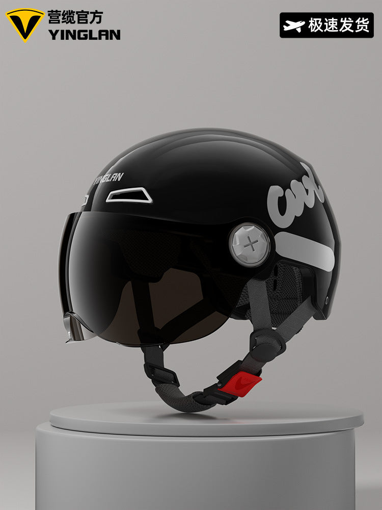 Camp cable helmet female electric car 3c new national standard four seasons universal battery car motorcycle male retro helmet half winter
