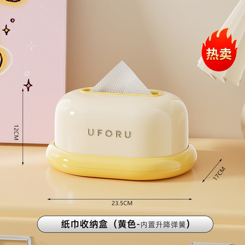 Creative Tissue Box Household Multifunctional Earphone Rack Large Capacity Built-in Spring Easter Island Moai Stone Tissue Box