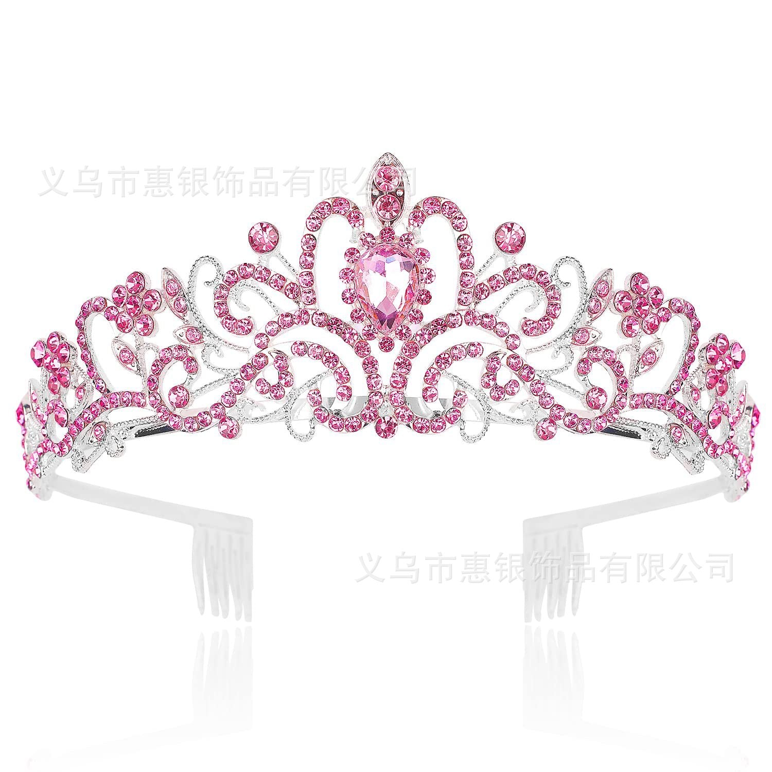 Hot sale crystal diamond bride wedding hair crown birthday headdress hair accessories ball crown car show performance headband