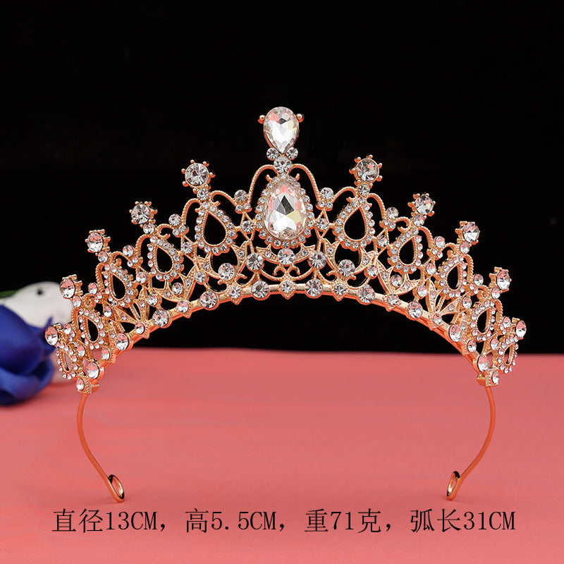 2024 New Bridal Headwear Three-Piece Crown Necklace Set Wedding Hair Accessories Wedding Accessories Jewelry Korean Style