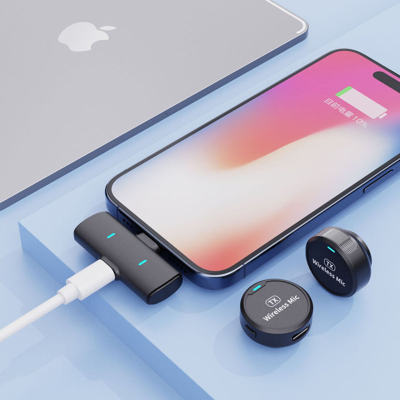 The new adsorption type one drag two wireless collar clip microphone round live mobile phone photography magnetic collar clip radio microphone