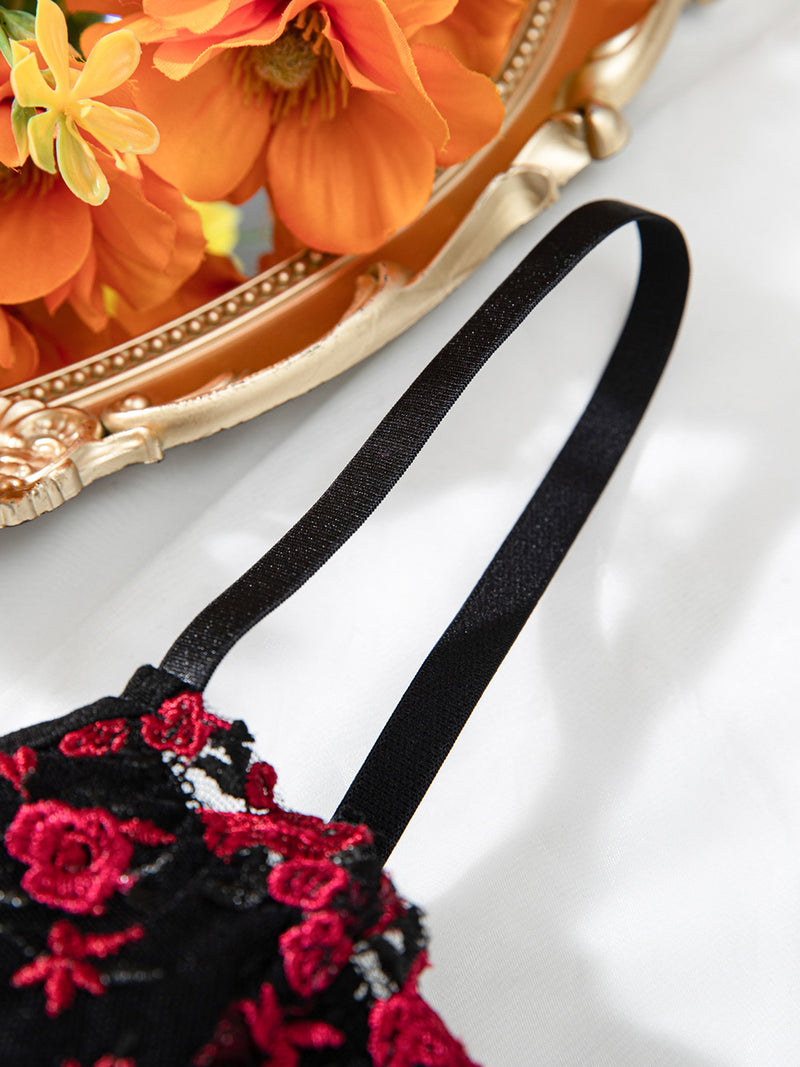 Cross-border Explosions Embroidered Floral Small Sling Fishbone Three-breasted Adjustable Corset Jacket INS Style