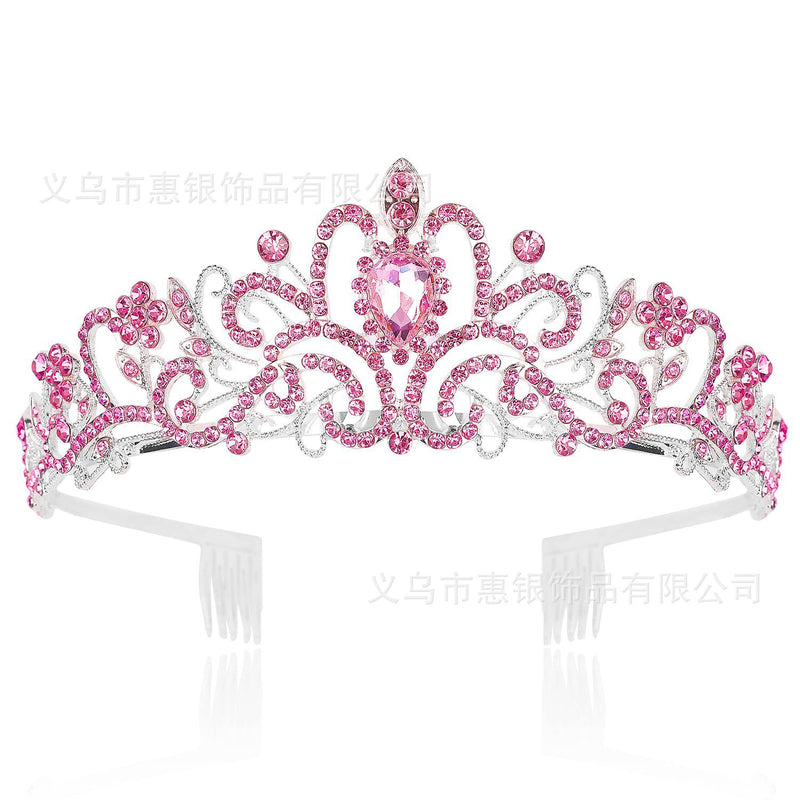 Hot sale crystal diamond bride wedding hair crown birthday headdress hair accessories ball crown car show performance headband
