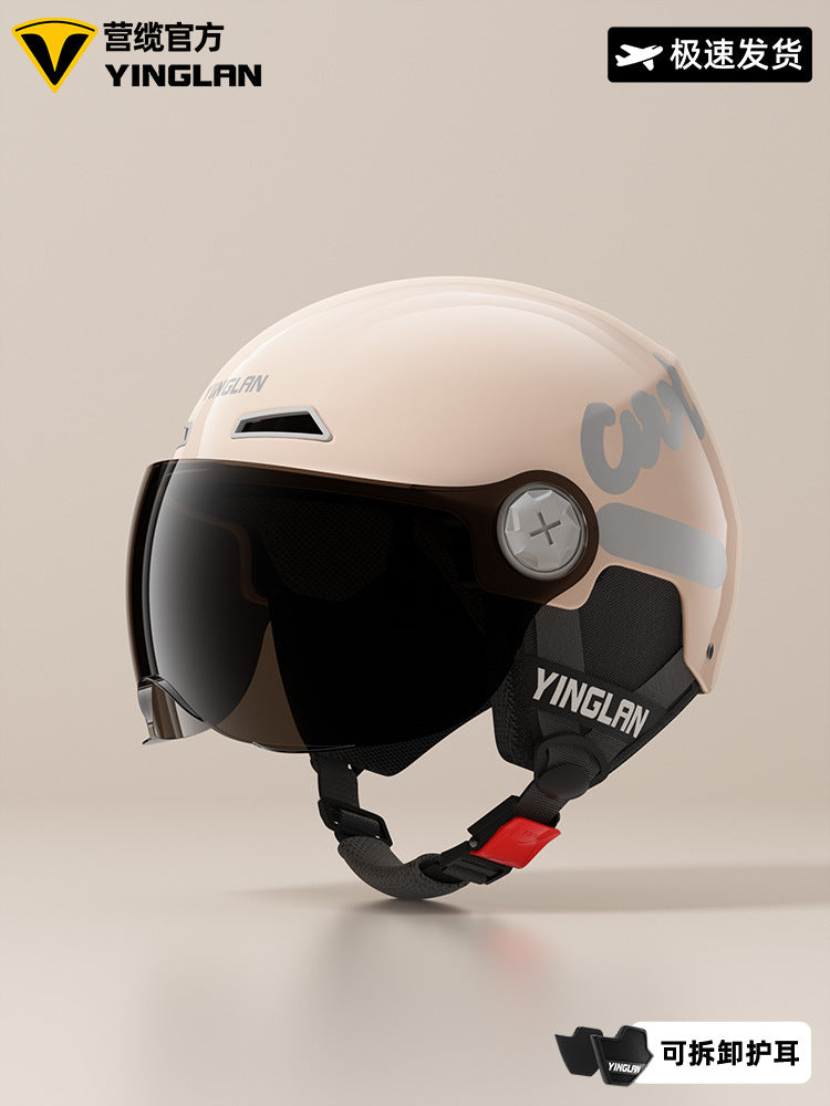 Camp cable helmet female electric car 3c new national standard four seasons universal battery car motorcycle male retro helmet half winter