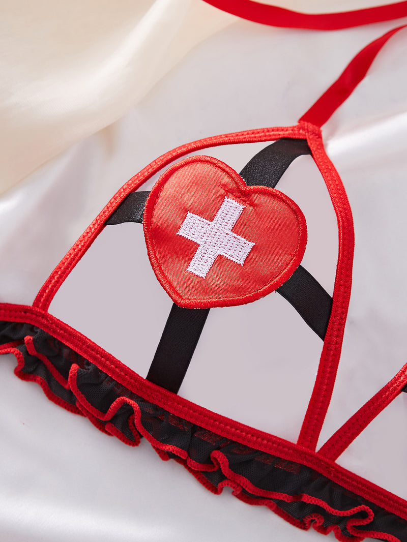 Cabano Cross-Border European and American Sexy Intimates Set Flirting Temptation Webbing Nurse Cos Uniform Cosplay Female