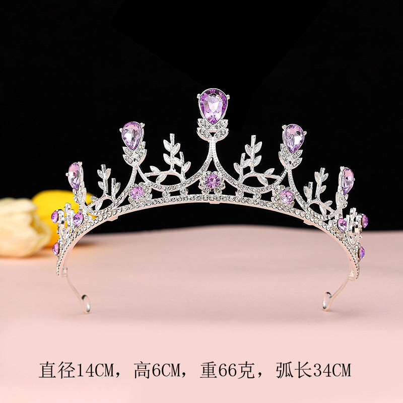 2024 New Bridal Headwear Three-Piece Crown Necklace Set Wedding Hair Accessories Wedding Accessories Jewelry Korean Style