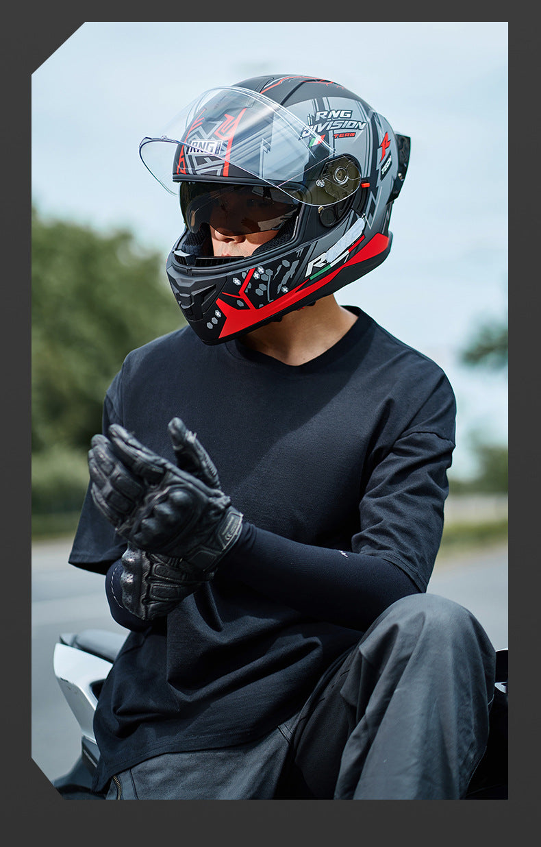 New National Standard 3C/Dot Certified Motorcycle Helmet Dual Lens with Bluetooth Headset Glasses Slot Full Face Motorcycle Helmet