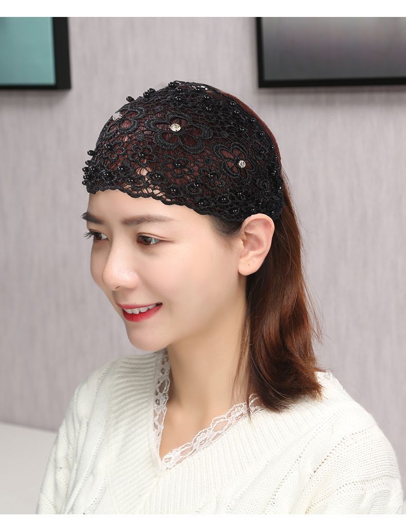 Cross-border Explosions Hollow Hair Band Nail Beads Shake Voice Internet Celebrity Wide-brim Pressing Hair Covering White Hair Headband Female Headwear Headband Hair Band