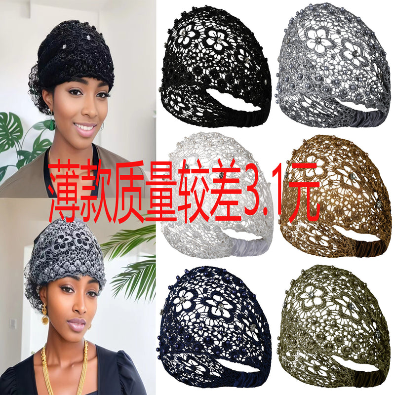 Cross-border Explosions Hollow Hair Band Nail Beads Shake Voice Internet Celebrity Wide-brim Pressing Hair Covering White Hair Headband Female Headwear Headband Hair Band