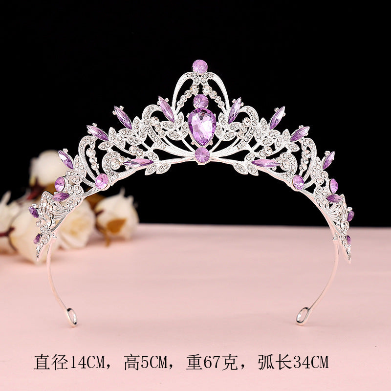 2024 New Bridal Headwear Three-Piece Crown Necklace Set Wedding Hair Accessories Wedding Accessories Jewelry Korean Style