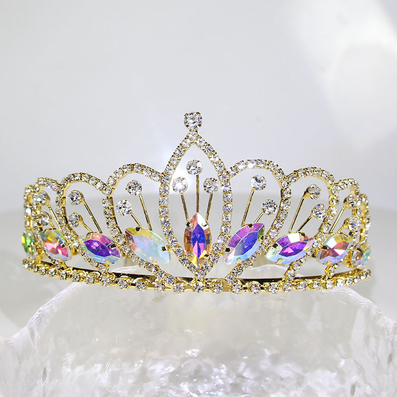 European and American rhinestone wedding bride crown fashion metal wedding beauty pageant hairband girl crown headdress manufacturers wholesale