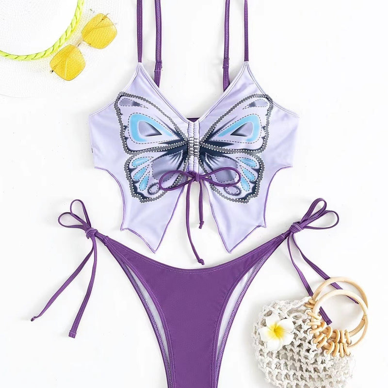 2025 new European and American bow ins style split bikini bikini sexy swimsuit cross-border foreign trade wholesale