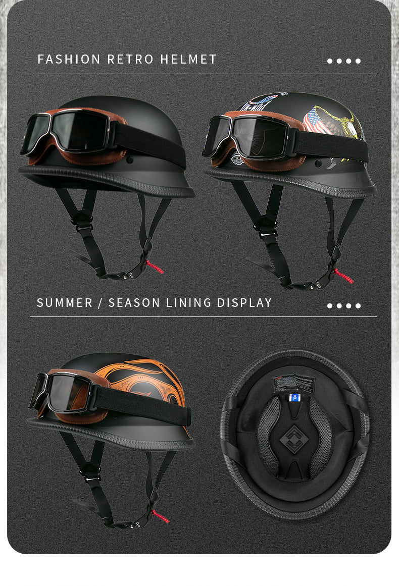 Cross-Border Exclusive Dot German-Style Soldier Helmet, Vintage Helmet, Scooter Cruiser Half Helmet, Unisex, Dot Certified
