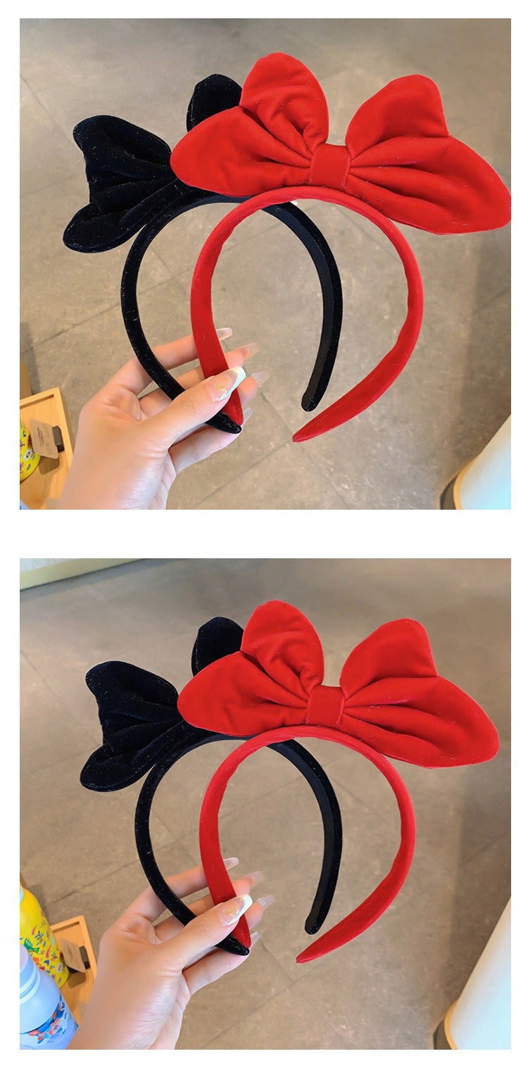 Bow cat ears plush headband face washing hair pressing non-slip headband sweet cute hair bundle children hairpin headdress
