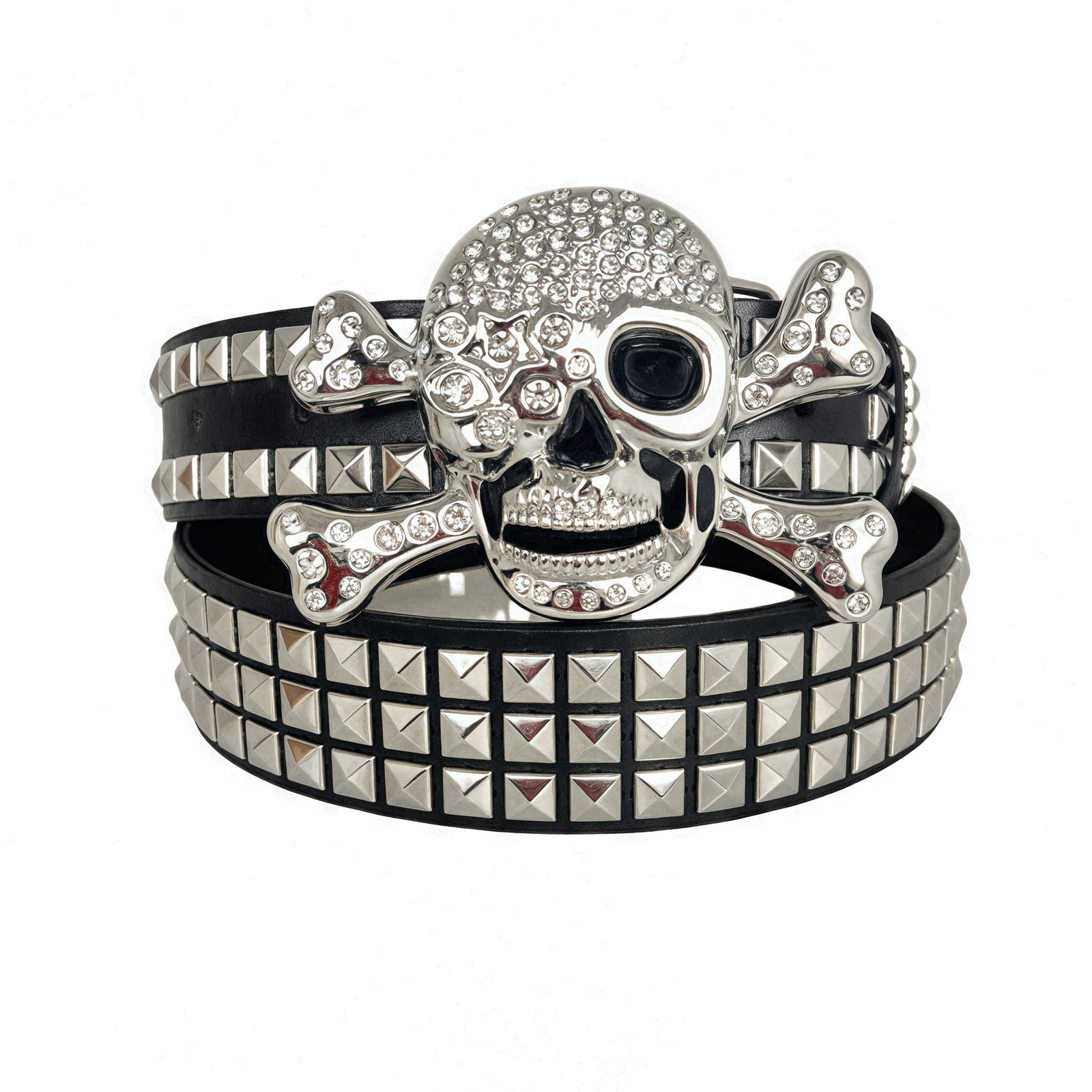 Big Skull Hip Hop Alloy Rivet Square Beads Pyramid Distinctive Belt Women's All-match Decorative High-grade Sense Belt