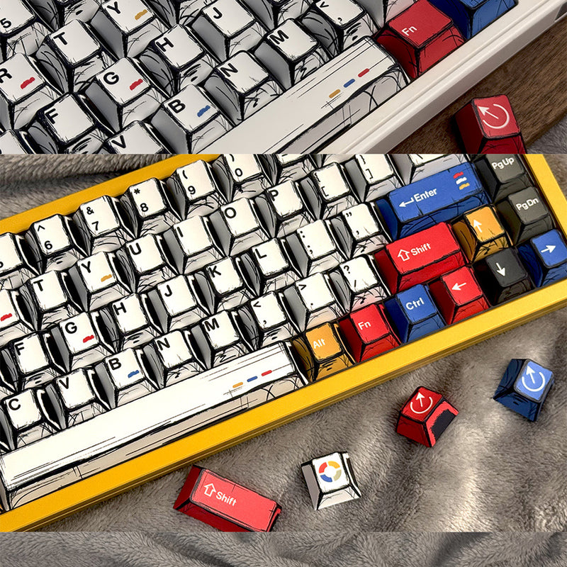 Gundam Comic Hundred Mixed Lamp Key Cap Original Height 136 Key Full Set Classic Simple Mechanical Keyboard Key Cap Key Meow