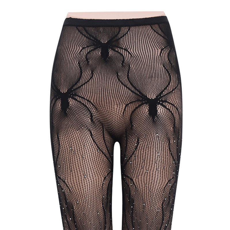 European and American fashion cross-border plus size sexy fishing net hollow jacquard women's rhinestone pantyhose Amazon factory wholesale
