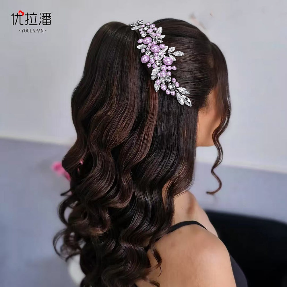 Youlapan Hp596 European and American Fashion Bridal Hair Comb Hand-Beaded Alloy Leaf Hair Accessories Hair Styling Accessories