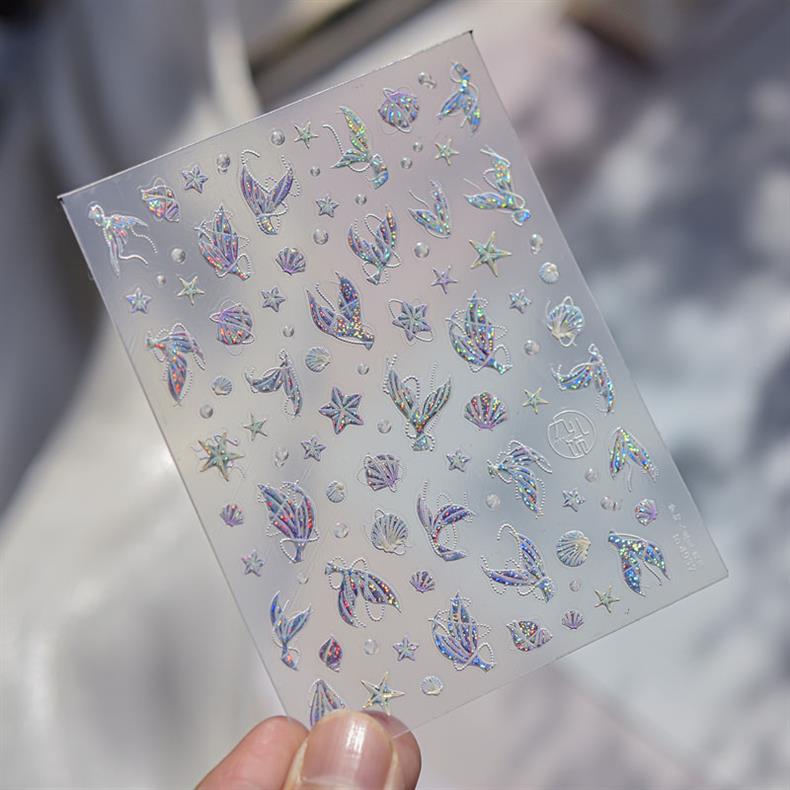 Shell Light Jellyfish Seahorse Nail Art Sticker Embossed New 5D Stereo 3D Dream Shell Ocean Nail Sticker