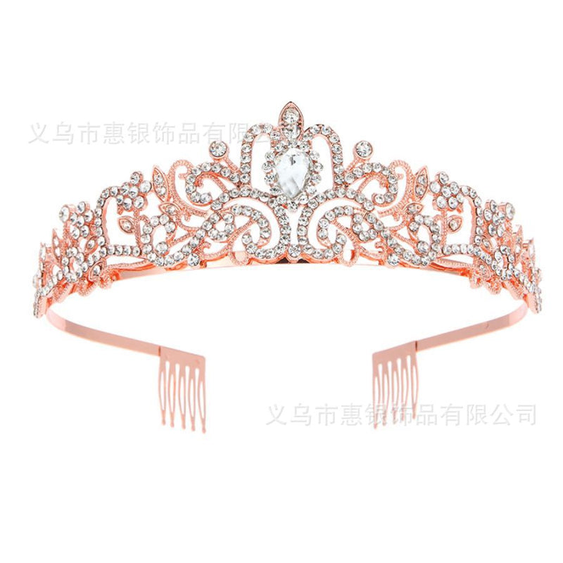 Hot sale crystal diamond bride wedding hair crown birthday headdress hair accessories ball crown car show performance headband