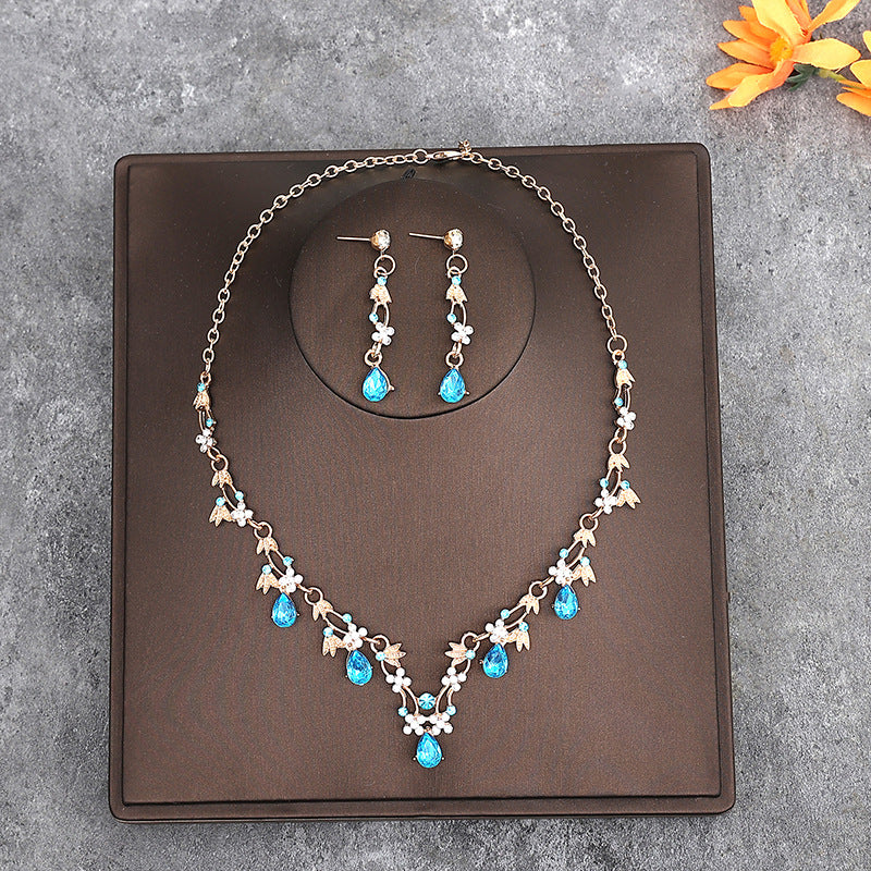 Bridal headdress suit hair accessories crown headband earrings wedding Korean wedding necklace jewelry wedding accessories wholesale