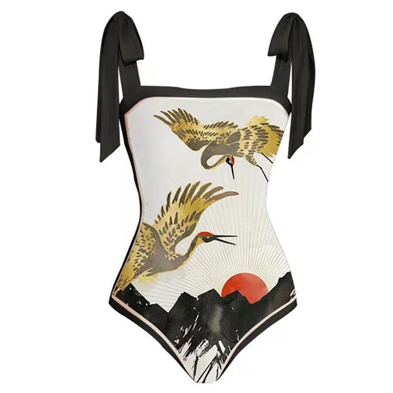 bikini Lace-Up Swimsuit Long Dress Chiffon bikini Southeast Asia Mesh Sexy One-Piece Swimsuit Women European and American