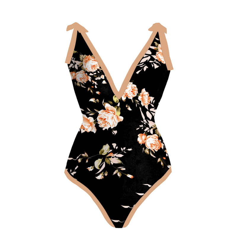 2026 European and American Foreign Trade Ins-Style Cross-Border Aliexpress Printed Swimsuit One-Piece Chiffon Hip-Covering Skirt Two-Piece Swimsuit