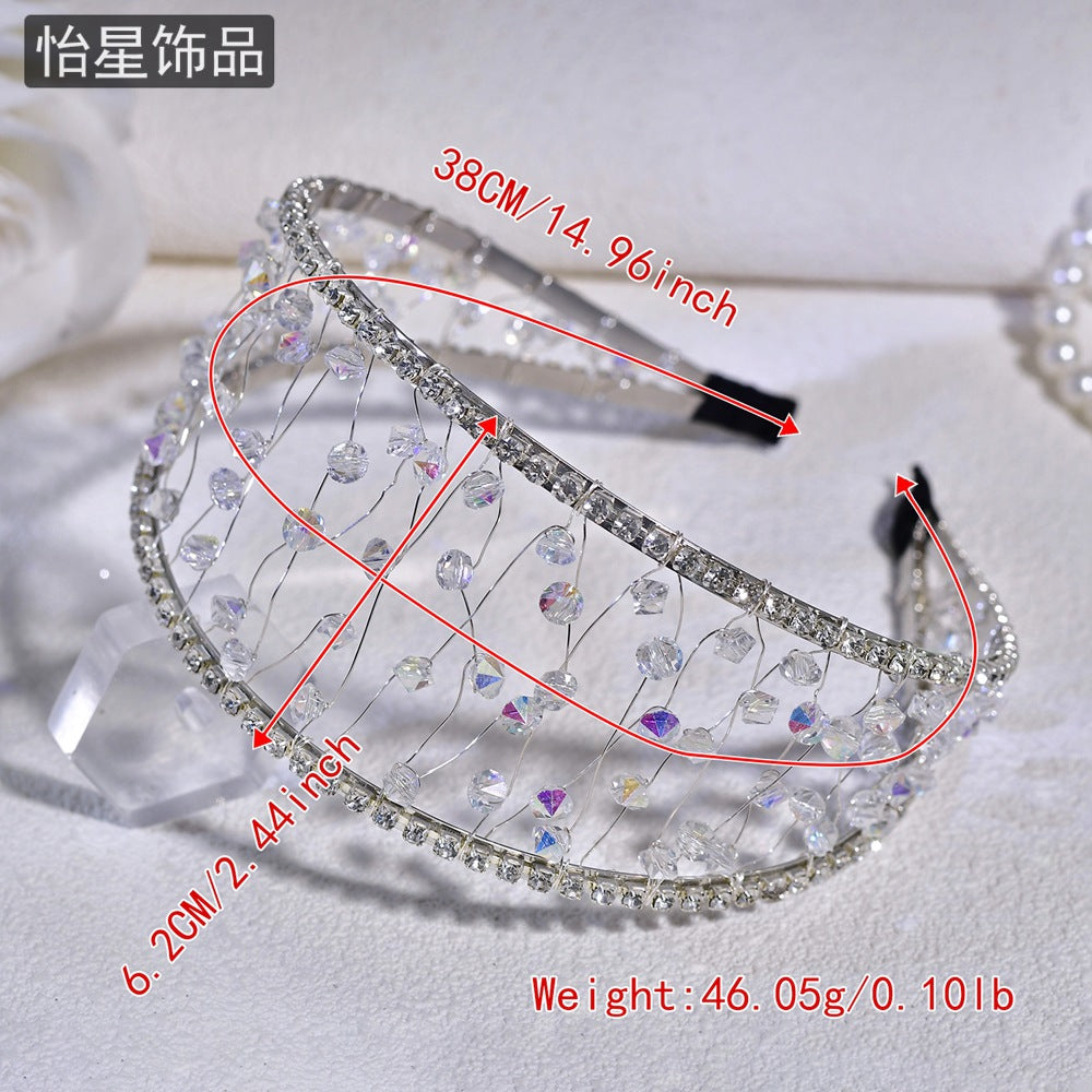 Yixing personalized all-match out headband light luxury high-grade woven mesh headdress shiny crystal wide-brimmed hair accessories A124