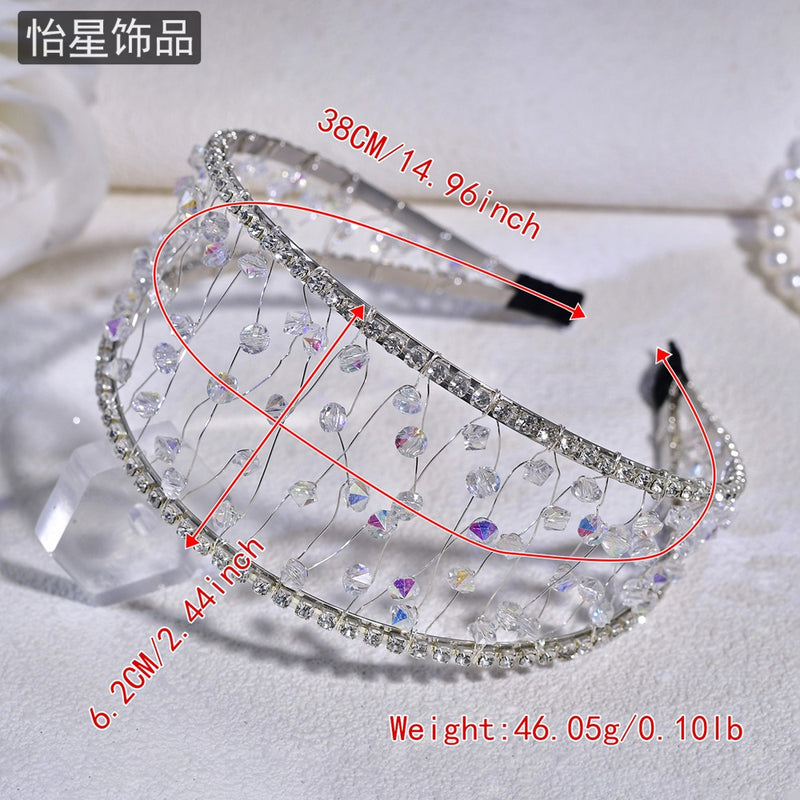 Yixing personalized all-match out headband light luxury high-grade woven mesh headdress shiny crystal wide-brimmed hair accessories A124