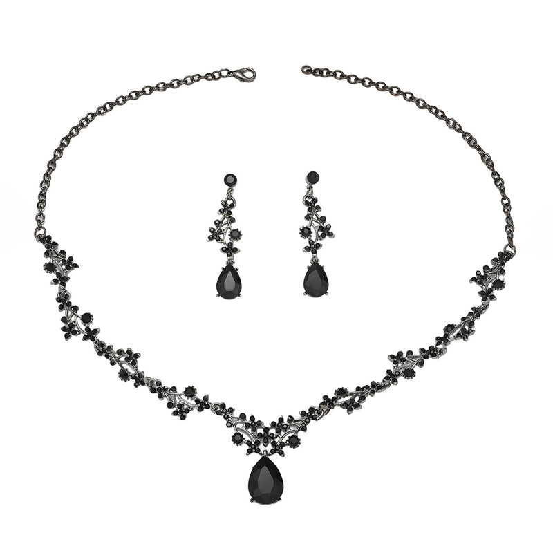 Jewelry Set Chain Crystal Diamond Gift Set Bridal Wedding Necklace Earrings Two-Piece Set Factory Direct Sale