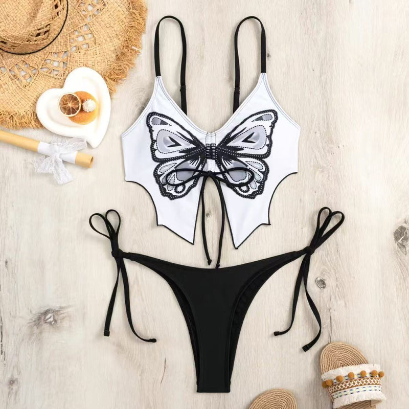 2025 new European and American bow ins style split bikini bikini sexy swimsuit cross-border foreign trade wholesale