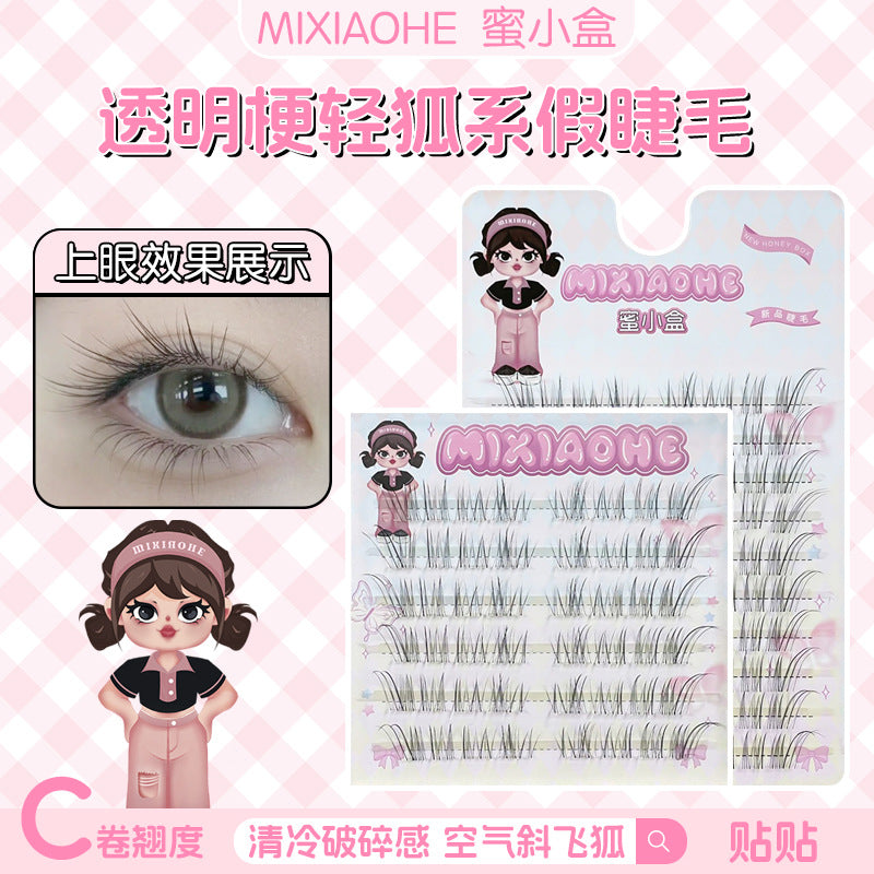 Honey Small Box Transparent Feeling Oblique Flying Eyelash Fox Series Natural Simulation Cool and Cold Innocent Pure Desire Mother's Lightweight False Eyelash