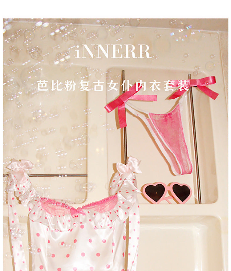 Sexy Lingerie 2024 New Sexy No Polo Dot Kitchen Apron Maid Dress Sexy Uniform cosplay Women
