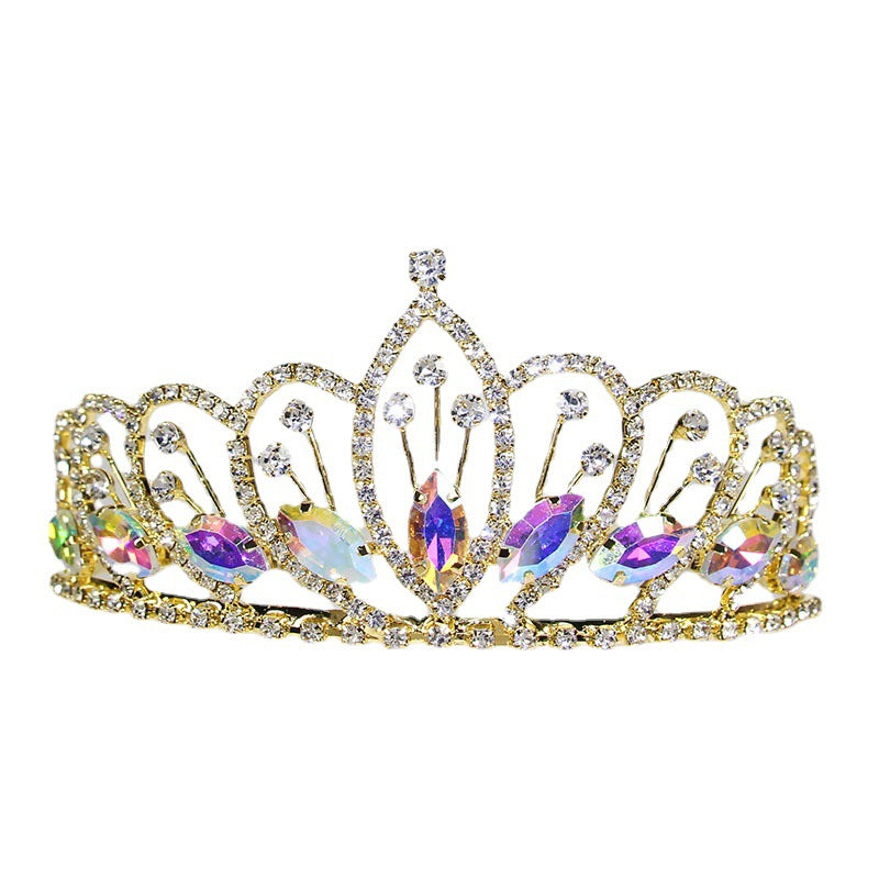 European and American rhinestone wedding bride crown fashion metal wedding beauty pageant hairband girl crown headdress manufacturers wholesale