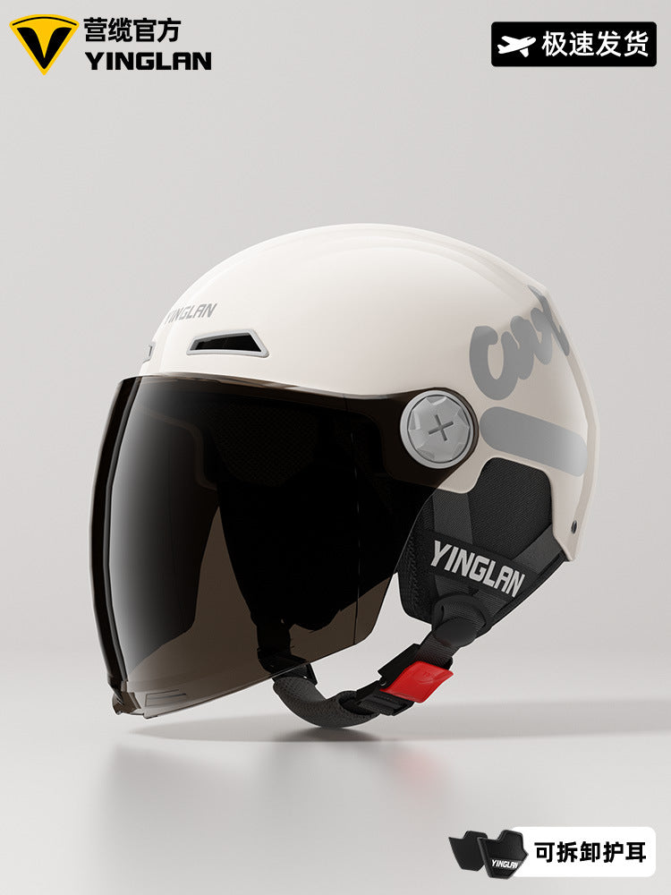 Camp cable helmet female electric car 3c new national standard four seasons universal battery car motorcycle male retro helmet half winter