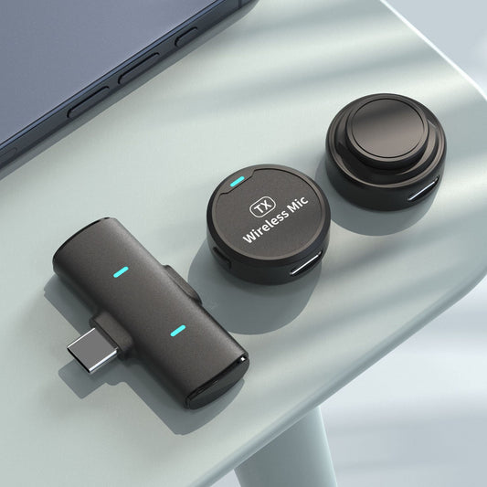 The new adsorption type one drag two wireless collar clip microphone round live mobile phone photography magnetic collar clip radio microphone