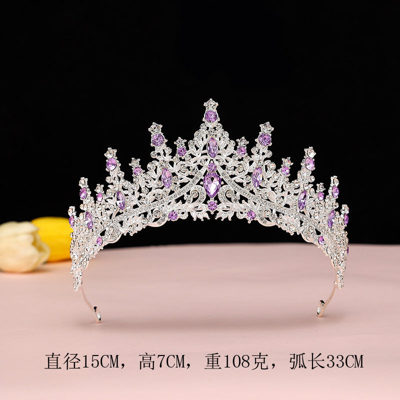 2024 New Bridal Headwear Three-Piece Crown Necklace Set Wedding Hair Accessories Wedding Accessories Jewelry Korean Style