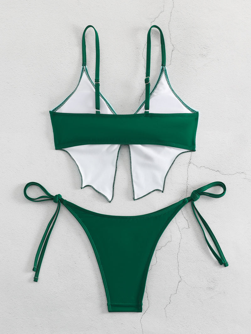 2025 new European and American bow ins style split bikini bikini sexy swimsuit cross-border foreign trade wholesale