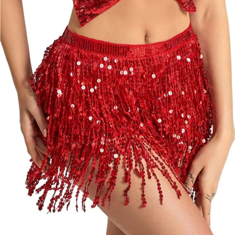 Halloween costume belly dance waist chain new four-layer sequins tassel belt waist towel hip towel skirt skirt skirt wholesale
