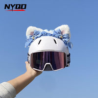 Helmet Decorations, Full-Face Helmets, Half-Face Ski Helmets, Plush Versatile Blue Bell Cat Ear Accessories, Removable