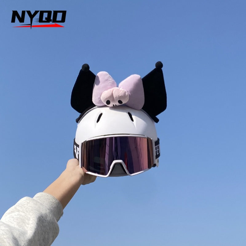 Helmet Decorations, Full-Face Helmets, Half-Face Ski Helmets, Plush Versatile Blue Bell Cat Ear Accessories, Removable