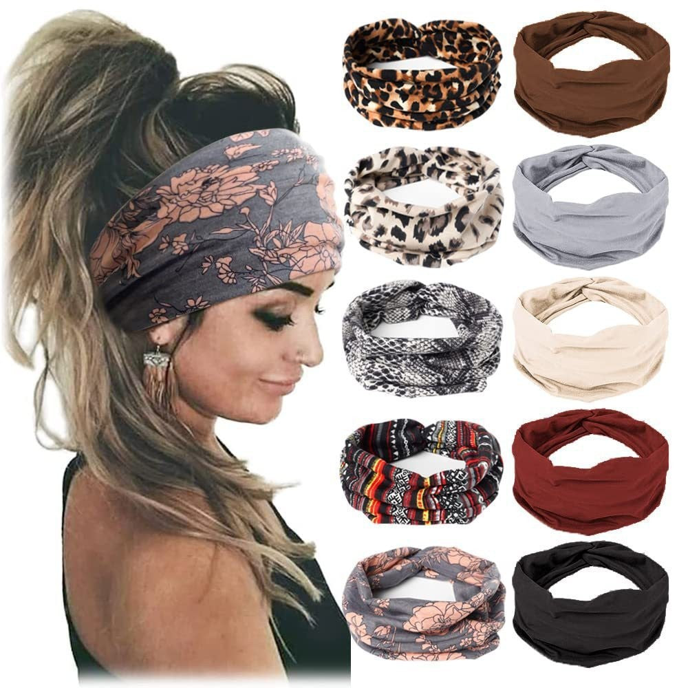 Bohemian Yoga Sports Headband Women's Elastic Non-Slip Wide Headband Exercise Running Sweat-Absorbent Women's European and American Headband