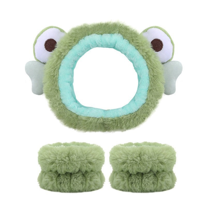 Amazon Plush Headband Wristband Set Face Washing Absorbent Headband Cartoon Cute Waterproof Hairband Wholesale