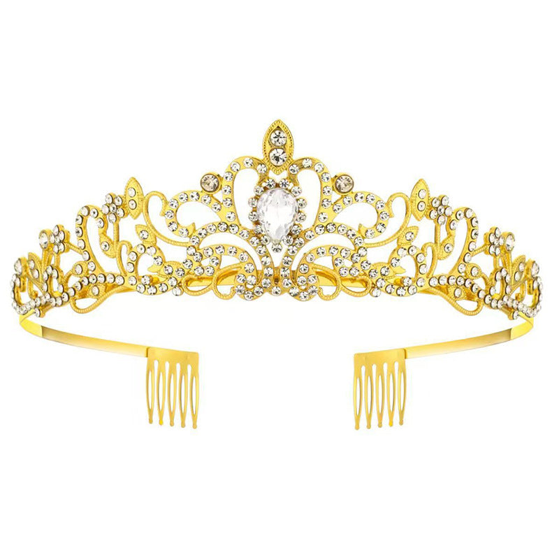 Crown Tiara Kidsren's Little Princess Crown Tiara Bride High-End Headband Female 2024 New Tiara Kidsren