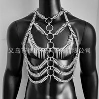 European and American Cross-Border Men's Heavy Metal Body Chain Personalized Street Shooting Multi-Layer Rivet Vest Performance Shooting Accessories