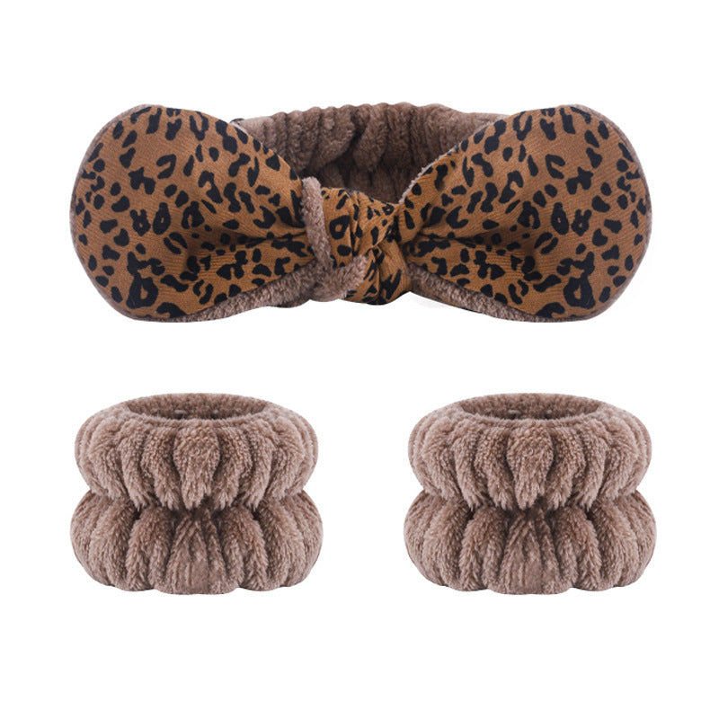 Amazon Plush Headband Wristband Set Face Washing Absorbent Headband Cartoon Cute Waterproof Hairband Wholesale