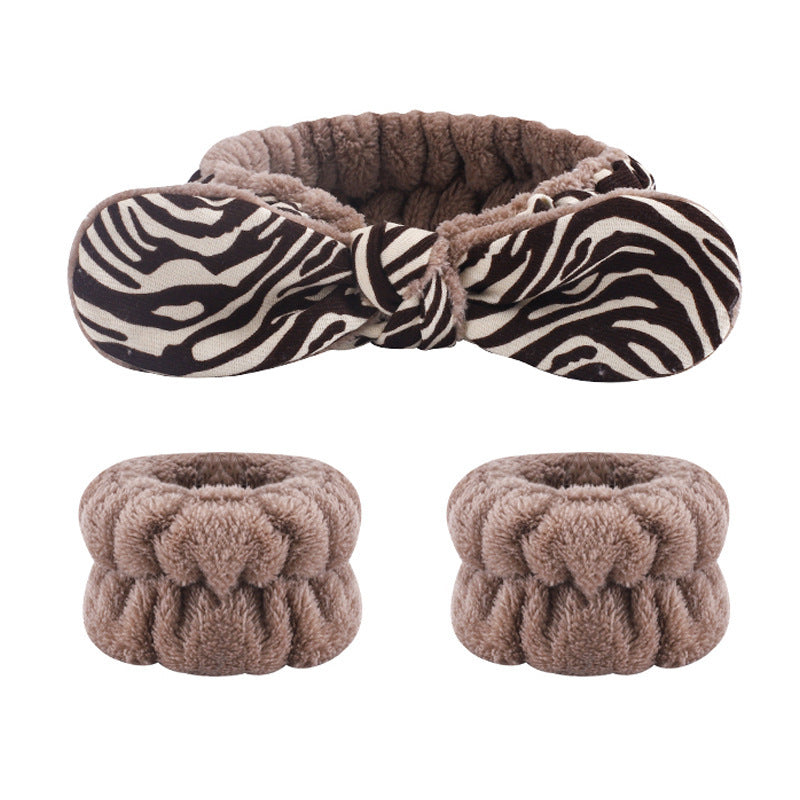 Amazon Plush Headband Wristband Set Face Washing Absorbent Headband Cartoon Cute Waterproof Hairband Wholesale